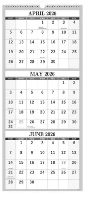 Wandkalender 2023-2024, 3-Monatskalender, 11x26 Zoll, groß, Hochformat