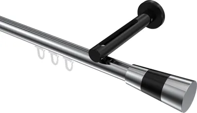 Produktbild von Interdeco Innenlaufstange / Gardinenstange mit Innenlauf Chrom / Schwarz, Typ Siteno Tanara (Konus Bicolor), 20 mm Ø 1-läufig, 280 cm
