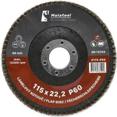 Obrázek produktu pro Kotouč lamelový brusný Molatool KorundØ 115 x 22,2 mm, P60