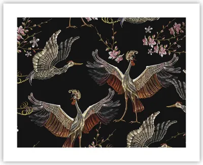Produktbild von Poster - Poster ohne Rahmen - Asiatisch Vögel Verziert - 50x40 cm - Wand Bild - Wanddeko - Wandbilder - Kunstposter - Wandposter - Bilder - Kunstdruck - Wanddekoration - Wandbild - P2XAA50x40-4556