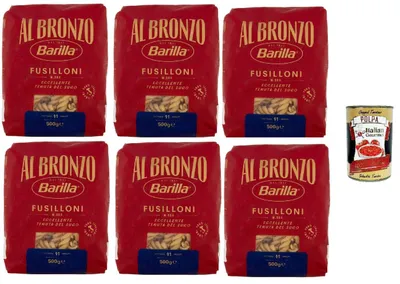 Produktbild von Barilla Al Bronzo Fusilloni N.380 6x500g – 3 kg Vorratspack, extraraue Bronze-Textur für maximalen Saucenhalt, al dente in 11 Min., 100% Hartweizengrieß – aus Italien + Italian Gourmet polpa