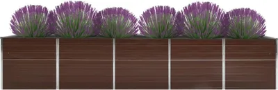 Produktbild von vidaXL Zahradní zvýšený záhon z pozinkované oceli 400 × 80 × 77 cm hnědý