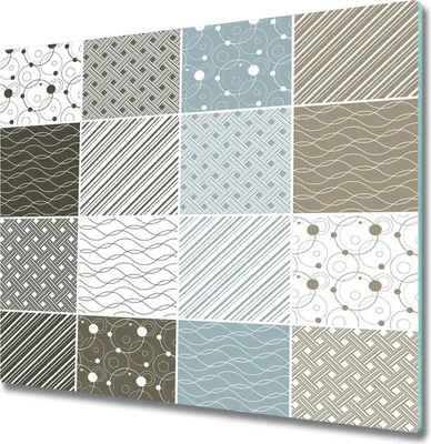 Produktbild von Glas Herdabdeckplatte 60x52 cm Spritzschutz Glasabdeckplatte Schneidebrett Geometrisches Muster