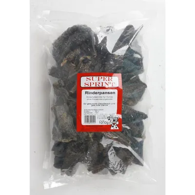 Produktbild von 12x Supersprint Getrockneter Rinderpansen 1kg Hundeleckerlis Kausnack Zähne Zahn