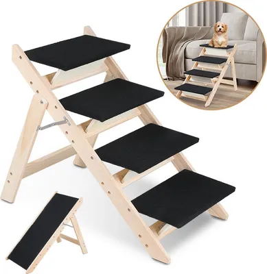 Immagine prodotto di Bettizia scale per cani 2 in 1 rampa per cani pieghevole in legno per letto divano auto scale per animali antiscivolo fino a 80kg
