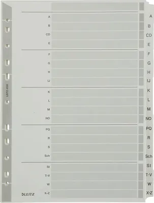 Produktbild von LEITZ Mylarkarton Register A-Z A4 20-teilig grau 160 g/qm