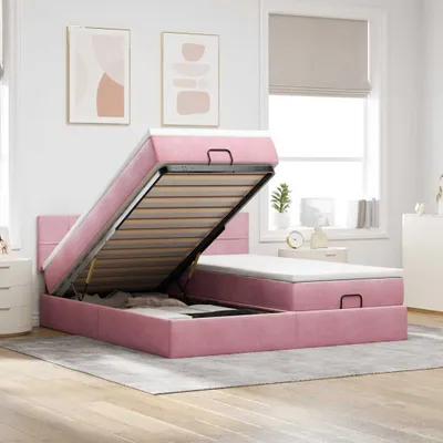 Obrázek produktu pro Maison Exclusive - Osmanský rám postele s matracíes růžová 180x200cm samet