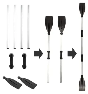 Produktbild von Kajakpaddel aus Aluminiumlegierung – Verstellbare Länge – Faltbares Paddel – Doppelpaddel – Geeignet für Kanus – 1 Paar