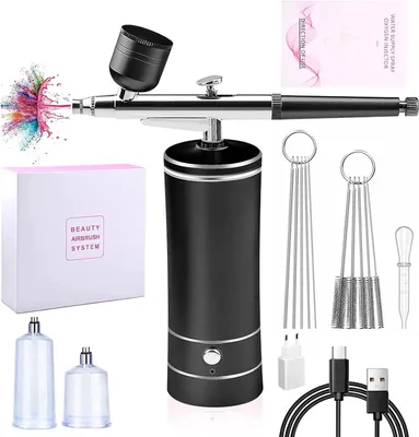 Obrázek produktu pro Airbrush sada, stříkací pistole s kompresorem Akumulátorová airbrush sada, zdobení dortů, zdobení nehtů, tetování a malování na obličej