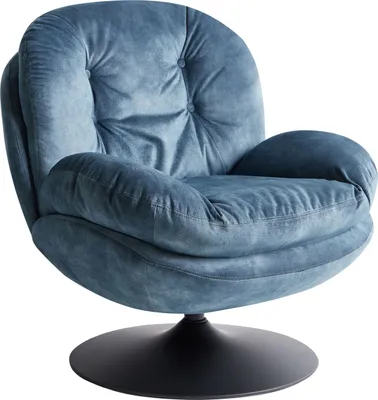 Produktbild von BELIANI Sessel Dunkelblau Samt Gesteppt mit Drehfunktion Dicke Polsterung ohne Armlehnen Retro Wohnzimmer Schlafzimmer Flur Ausstattung Sitzmöbel