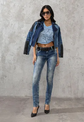 Produktbild von CBW-0639 Damen Jeans mit Breiter Ziernaht – Stylische Slim-Fit-Jeans