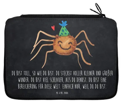 Produktbild von Mr. & Mrs. Panda Federmäppchen Spinne Agathe Party - Kreidetafel - Geschenk, Bleistiftetui, Schlamper, Etui, Glück, Stiftemappe, Motivation, Federmappe, Selbstliebe