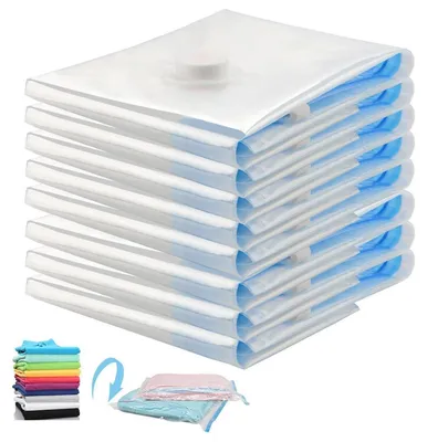 Immagine prodotto di Sacchetti sottovuoto per abbigliamento, set da 8, 50x70 cm, salvaspazio, riutilizzabili, sacchetti compressi