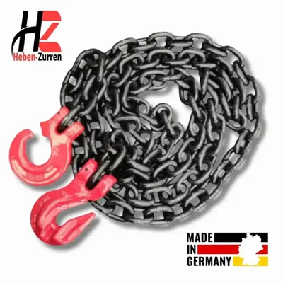 Produktbild von Forstkette GK8 mit Verkürzungshaken – 8 mm – 2 m – EN 818-2 – Zugkraft 4000 daN – schwarz lackiert