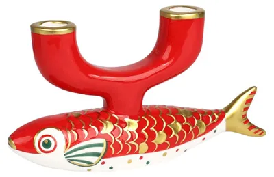 Image de Talking Tables, bougeoir Koi, rouge et or. Double bougeoir pour bougies