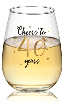 Stammloses Weinglas 444 ml – Prost auf 40 Jahre, Geschenk