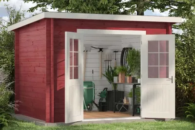 Produktbild von Alpholz Gartenhaus Maria aus Holz, Gerätehaus 300 x 272 cm mit 28 mm Wandstärke in Naturbelassen