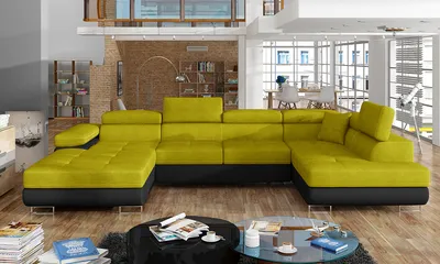 Produktbild von NABBI Ecksofa U mit Zerlegung Rossano U P - Gelb Schwarz