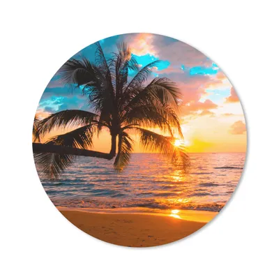 Produktbild von MuchoWow® Mauspad Mousepad Palme - Sonnenuntergang - Horizont - Strand - Meer - Tropisch 30x30 cm - Mousepads - Maus Mat - Pad - Mausunterlage - Tischunterlage - Schreibtischmatten