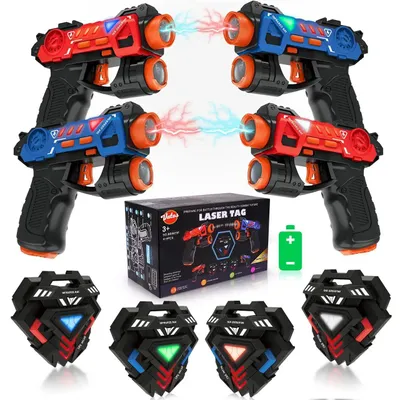 Immagine prodotto di Laser Tag a infrarossi - Set con 4 pistole laser - Dai 14 anni in su - Per interni ed esterni - Senza batterie - Effetti sonori -  - Bianco