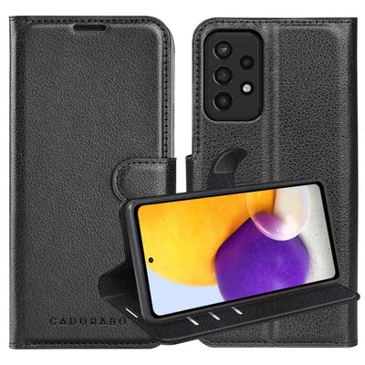 Produktbild von Cadorabo Hülle für Samsung Galaxy A72 4G / 5G in PHANTOM SCHWARZ Schutzhülle mit Magnetverschluss, Standfunktion und Kartenfach Flip Case Cover Etui Handy Klapp Hülle Book Tasche