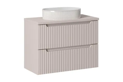 Produktbild von Badmöbel-Set Mit Arbeitsplatte 80 cm Aufsatzwaschbecken & Unterschrank (80 cm 2 Schubladen) , Nova Cashmere N BM159 - Kaschmir/Matt
