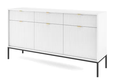Obrázek produktu pro Nábytek24 Komoda Nova KSZ154 Skříňka do obývacího pokoje Příborník se 3 dvířky a 3 zásuvkami Bílá, 154x83x39