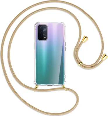 Produktbild von Handykette Backcover-Schutzhülle mit Band (Metall goldfarben) für Oppo A54 5G / A74 5G (CPH2197) - caramel