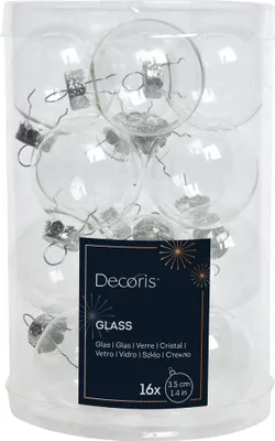 Produktbild von Weihnachtskugeln Glas 3,5cm 16 Stück - Klar transparent