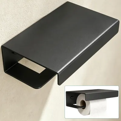 Produktbild von Mai & Mai Toilettenpapierhalter mit Ablage, Klopapierhalter WC aus Aluminiumlegierung, Toilettenpapier Halterung Rollenhalter Sandschwarz 20cm Lino-05