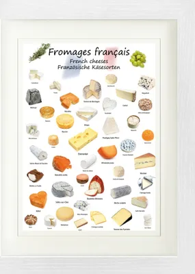 Produktbild von Käse Gerahmtes Bild Mit Edlem Passepartout | Wand-Bilder | Im Bilderrahmen - Französische Käsesorten (40 x 30 cm)