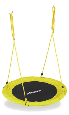 Obrázek produktu pro Houpací síť Relaxdays, venkovní houpačka pro děti i dospělé, Ø 110 cm, nosnost do 100 kg, kulatá, talířová houpačka, žlutá