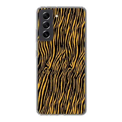 Produktbild von MuchoWow® Handyhülle Schutzhülle Hülle für Samsung Galaxy S21 FE Tigerdruck - Schwarz - Orange Silikon Softcase Handy Hülle - Mobiltelefonhülle