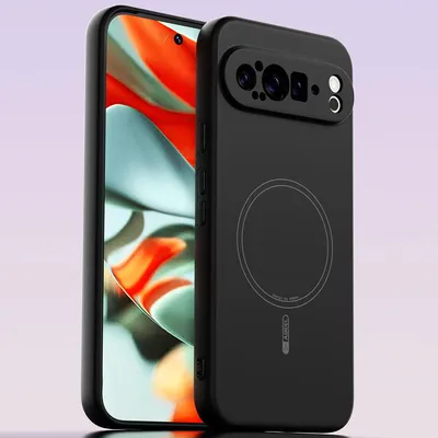 Image de Étui magnétique pour Google Pixel 9 Pro, compatible MagSafe, silicone liquide, antichoc et résistant aux rayures Noir