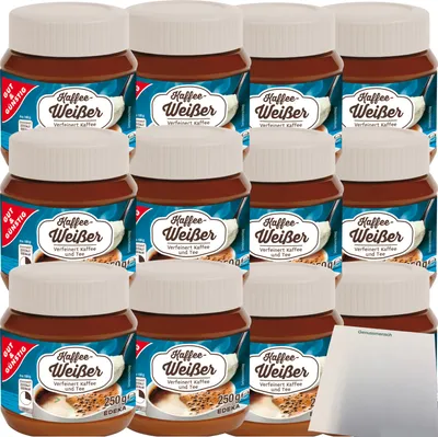 Produktbild von Gut & Günstig Kaffeeweißer verfeinert Kaffee und Tee 12er Pack (12x250g Dose) + usy Block