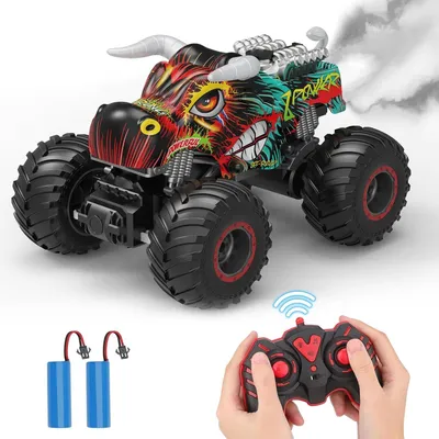 Produktbild von PREBOX Ferngesteuerter Monstertruck für Jungen 8-12 – RC-Bullauto-Spielzeug für Kinder im Alter von 4–7 Jahren, Geburtstagsgeschenke für Jungen mit Musik und Lichtern