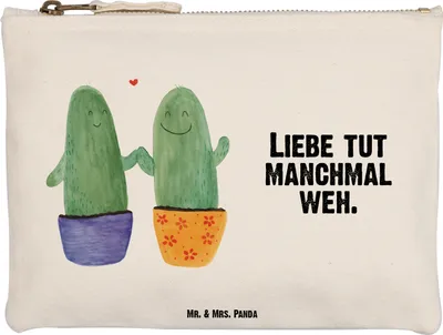 Produktbild von Mr. & Mrs. Panda Federmappe Kaktus Liebe Größe M - Weiß - Geschenk, Pärchen, Trennung, Pouch, Kakteen, Kulturbeutel, Kulturtasche, Mäppchen, Schlampermäppchen, Hochzeit
