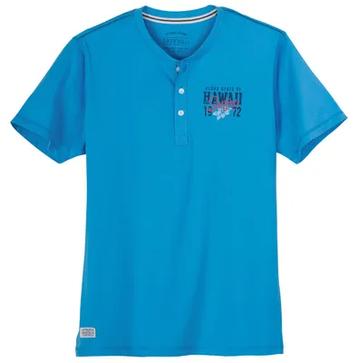 Produktbild von Redfield Übergrößen Henley T-Shirt türkisblau Print