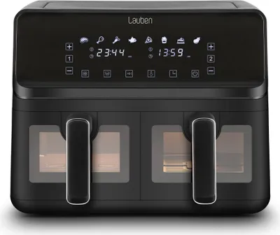 Produktbild von Lauben DualZone® Air Fryer 8000BC, Heißluftfritteuse mit zwei Körben, Gesamtvolumen 8 l, Klarsichtfenster, 8 voreingestellte Programme