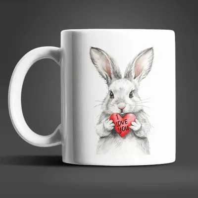 Produktbild von Hase Bunny Ich Liebe Dich Valentinstag Kaffeetasse Teetasse Tasse Geschenkidee – Hase-03