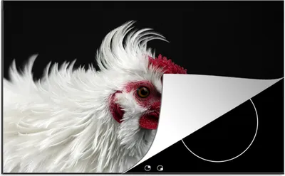 Produktbild von KitchenYeah© Herdabdeckplatte Huhn - Vogel - Schwarz , 78x52cm, Küche Deko, Glaskeramikkochfeld Herdabdeckung, Abdeckplatte fùr Kochfeld