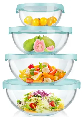 Produktbild von Set aus 4 Glas-Mischschüsseln mit Deckel für die Küche