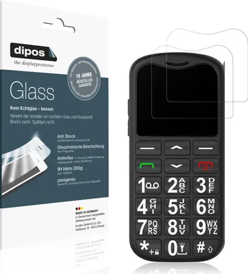 Produktbild von 2x Schutzfolie für uleway G180 Seniorenhandy matt - Anti-Shock 9H Folie dipos Glass Kunststoffglas