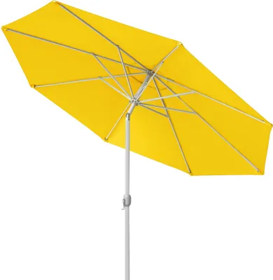 Produktbild von Sonnenschirm 3,5m rund gelb Garten Balkon knickbar mit Kurbel UV-Schutz Gestell silber paramondo interpara