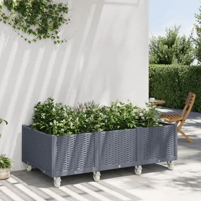 Image de Maison Exclusive - Bac à plantes avec roulettes bleu gris 150x80x54 cm PP
