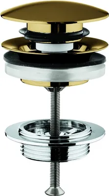 A drain assembly with a pop-up stopper and a threaded rod.