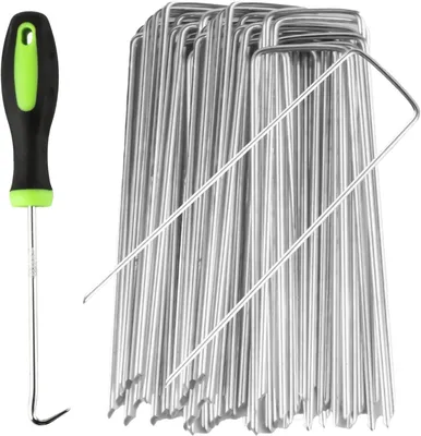Image de Fixations pour jardin en métal - Piquets en forme de U - Pour fixer les éléments de jardin - Acier galvanisé - 15 cm - 20 pièces - Argenté