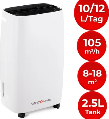 Produktbild von Luftentfeuchter - 10/12 L/Tag, 2,5L Behälter, 18m², elektrisch, Display, Timer, Auto-Modus Raumentfeuchter Lufttrockner Entfeuchtungsleistung: 10L/Tag