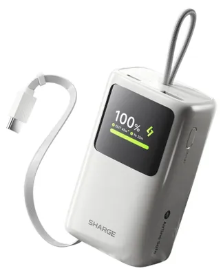 Zdjęcie produktu dla Powerbank Sharge HyperTower 45W 10000mAh Wbudowany Kabel USB C Biały