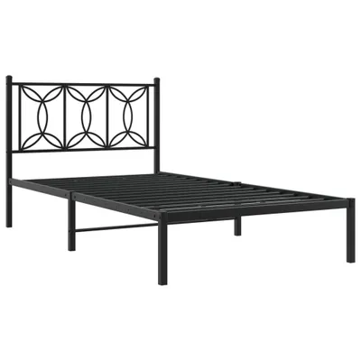Produktbild von Bettgestell mit Kopfteil Metall Schwarz 107x203 cm